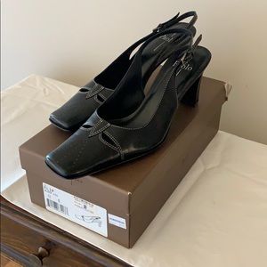 Super cute, black sling backs by Linda Paolo